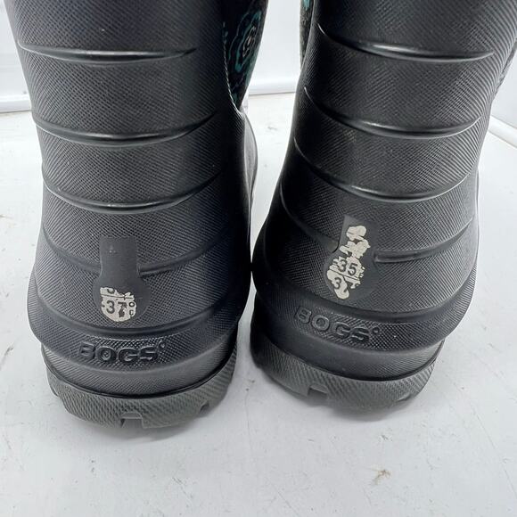 Bogs Boots Kids Youth 11 Neo Classic B Eye Dots Winter Snow Black Teal - Picture 7 of 9